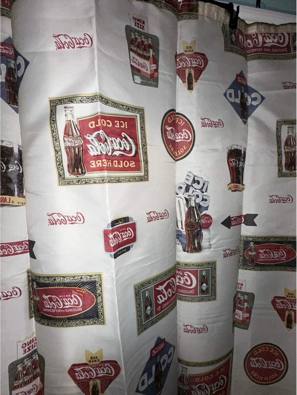 RARE Vintage Coca-Cola Themed Shower/Curtain 68